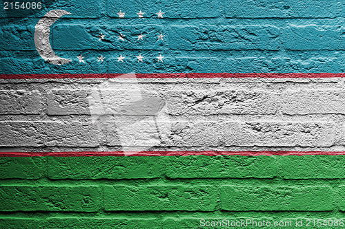 Image of Brick wall with a painting of a flag, Uzbekistan