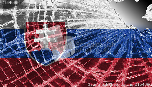 Image of Broken glass or ice with a flag, Slovakia