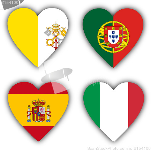 Image of Flags in the shape of a heart, coutries