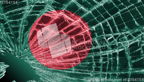 Image of Broken glass or ice with a flag, Bangladesh