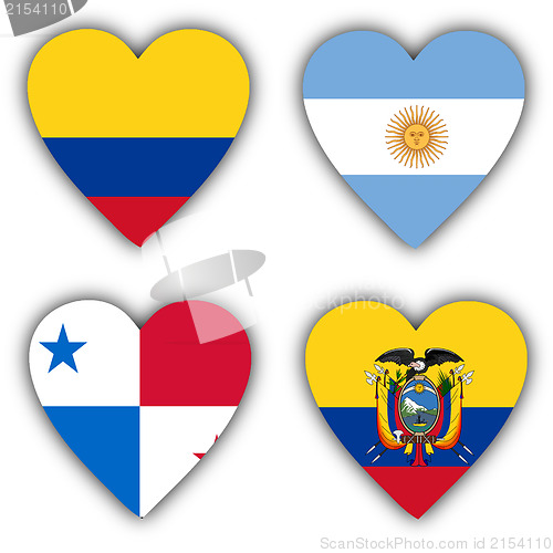 Image of Flags in the shape of a heart, coutries