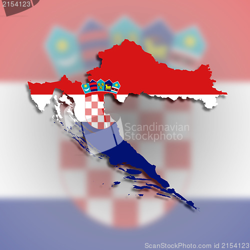 Image of Map of Croatia filled with flag