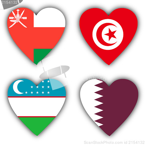 Image of Flags in the shape of a heart, coutries