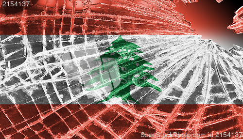 Image of Broken glass or ice with a flag, Lebanon