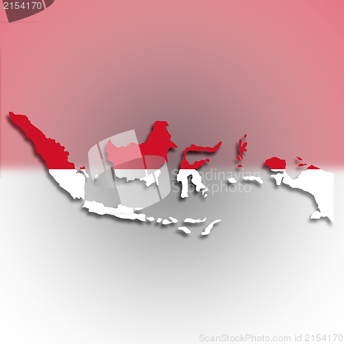 Image of Map of Indonesia filled with flag