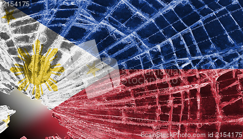 Image of Broken glass or ice with a flag, The Phillippines