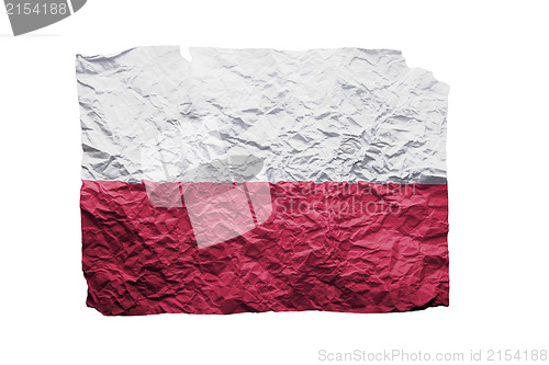 Image of Close up of a curled paper on white background
