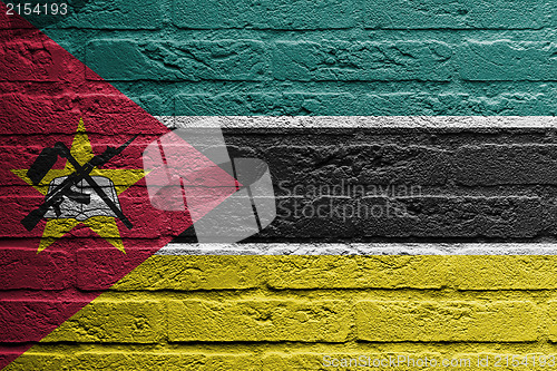 Image of Brick wall with a painting of a flag, Mozambique