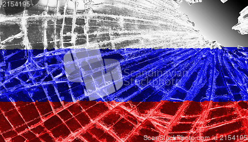 Image of Broken ice or glass with a flag pattern, Russia