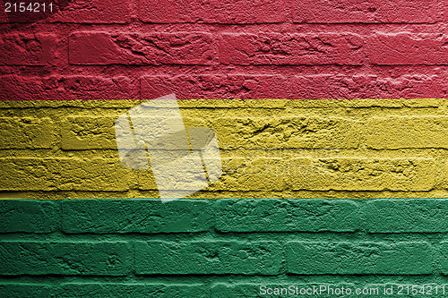 Image of Brick wall with a painting of a flag, Bolivia