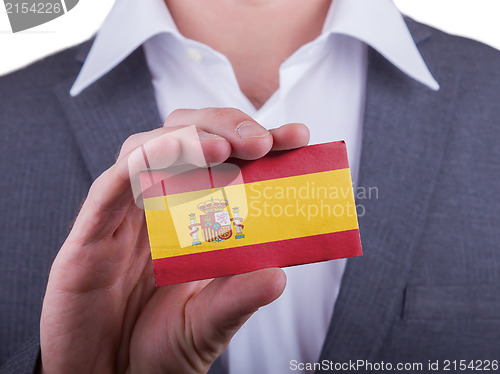 Image of Businessman showing card, matte paper effect