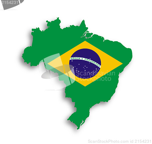 Image of Map of brazil with flag inside