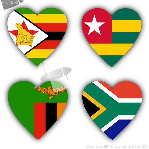 Image of Flags in the shape of a heart, coutries