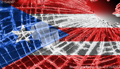 Image of Broken ice or glass with a flag pattern, Puerto Rico