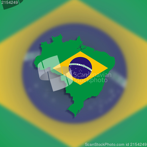 Image of Map of brazil with flag inside