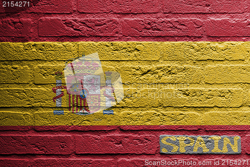 Image of Brick wall with a painting of a flag