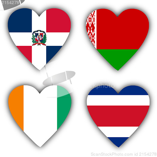 Image of Flags in the shape of a heart, coutries