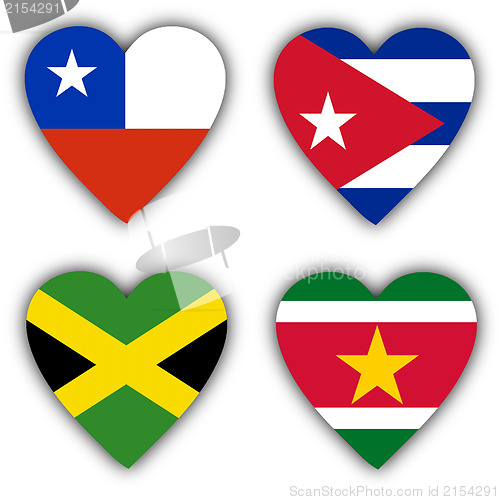 Image of Flags in the shape of a heart, coutries