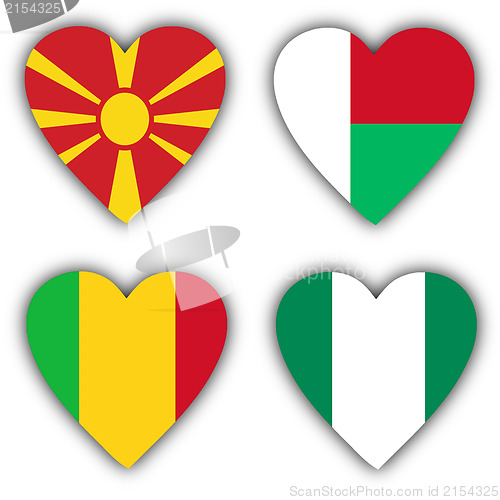 Image of Flags in the shape of a heart, coutries