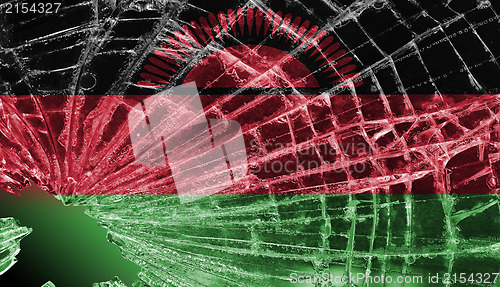 Image of Broken glass or ice with a flag, Malawi