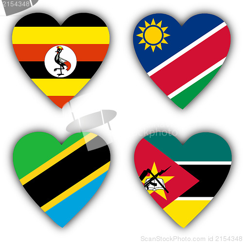 Image of Flags in the shape of a heart, coutries