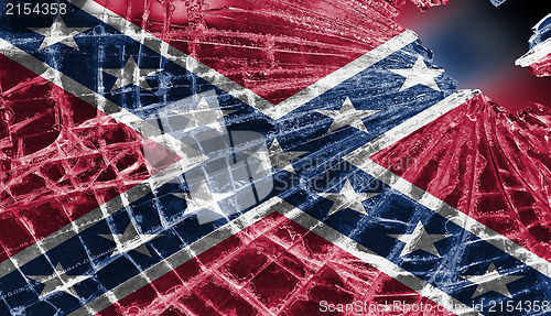 Image of Broken ice or glass with a flag pattern, Confederate flag 