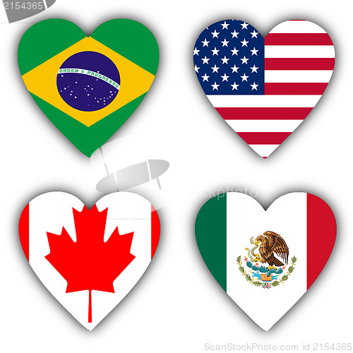 Image of Flags in the shape of a heart, coutries