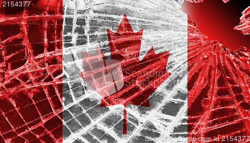 Image of Broken ice or glass with a flag pattern, Canada