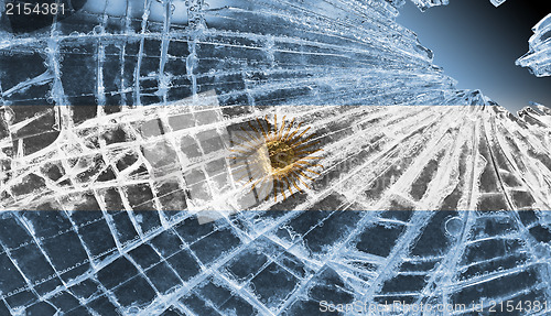 Image of Broken ice or glass with a flag pattern, Argentina