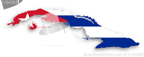 Image of Map of Cuba filled with flag
