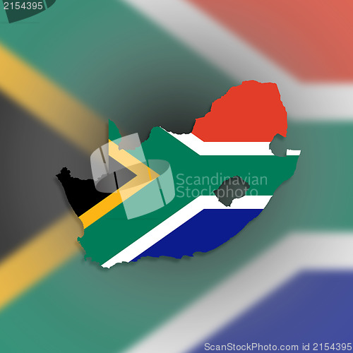 Image of Map of South Africa with national flag