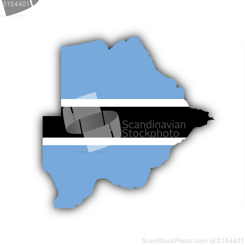 Image of Country shape outlined and filled with the flag of Botswana