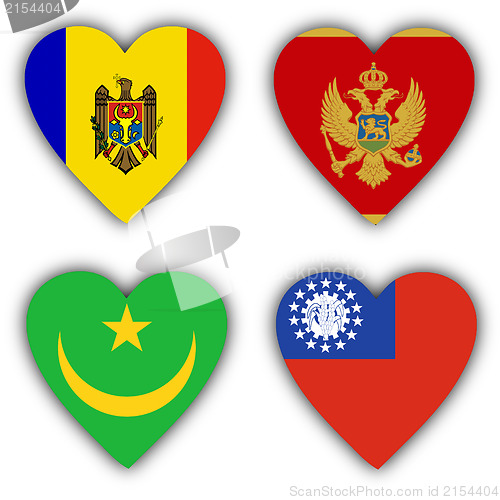 Image of Flags in the shape of a heart, coutries