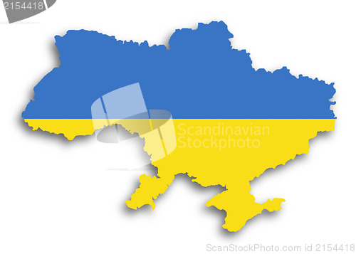 Image of Map of the Ukraine filled with flag