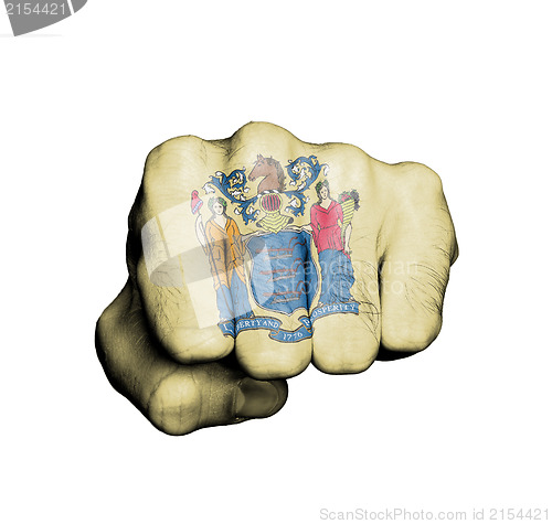 Image of United states, fist with the flag of new jersey