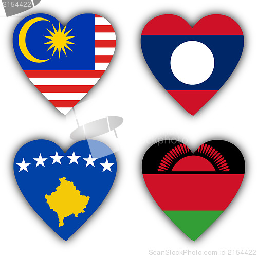 Image of Flags in the shape of a heart, coutries