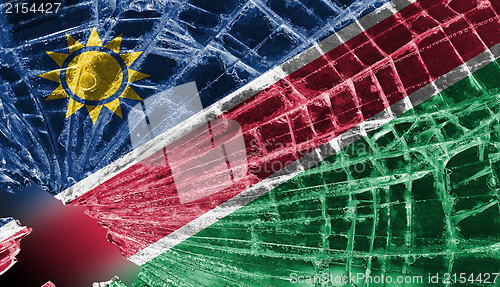 Image of Broken glass or ice with a flag, Namibia