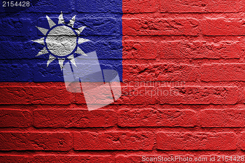 Image of Brick wall with a painting of a flag, the republic of china