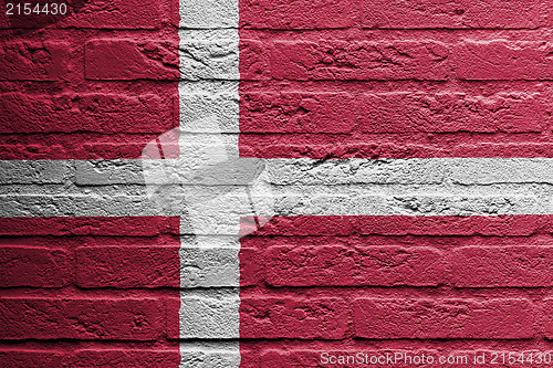 Image of Brick wall with a painting of a flag, Denmark