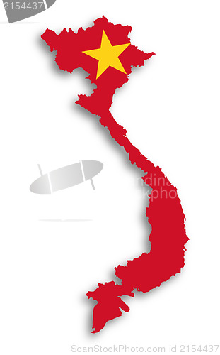 Image of Map of Vietnam filled with flag