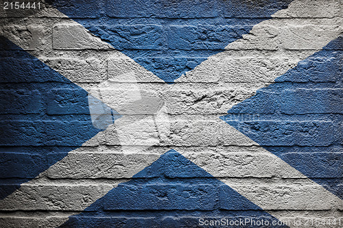 Image of Brick wall with a painting of a flag, Scotland