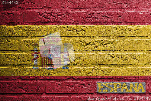 Image of Brick wall with a painting of a flag