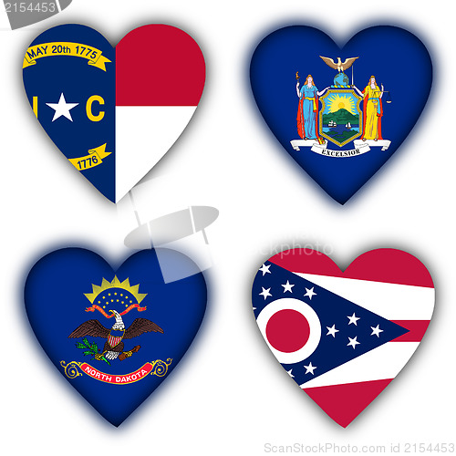 Image of Flags in the shape of a heart, US states