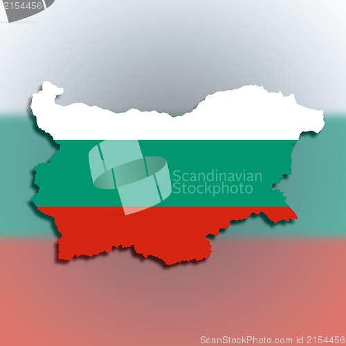Image of Map of Bulgaria filled with flag
