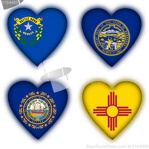 Image of Flags in the shape of a heart, US states