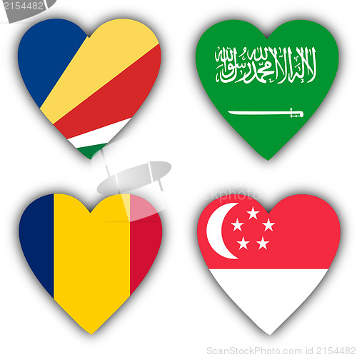 Image of Flags in the shape of a heart, coutries