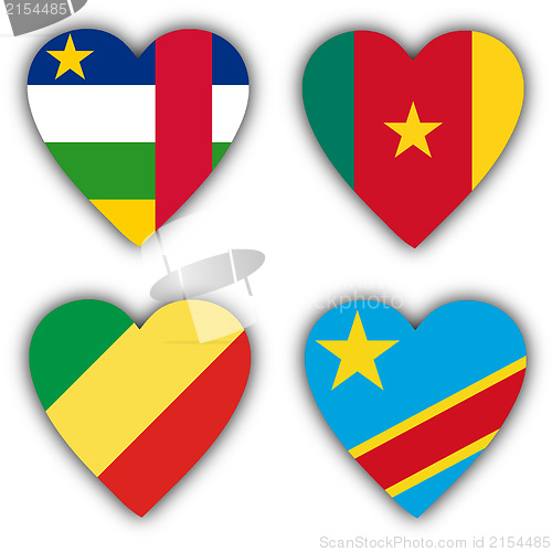 Image of Flags in the shape of a heart, coutries