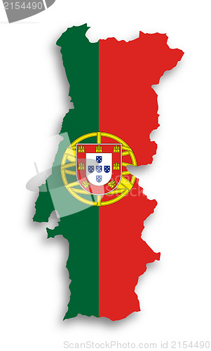 Image of Map of Portugal filled with flag