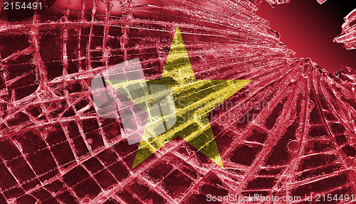 Image of Broken ice or glass with a flag pattern, Vietnam 