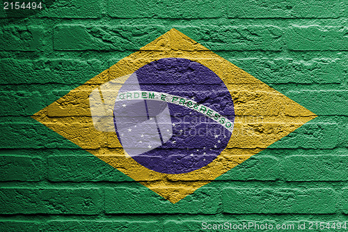 Image of Brick wall with a painting of a flag